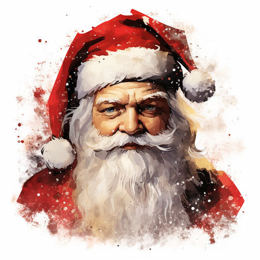 Santa Claus illustration in the style of Chiaroscuro Art, on white background