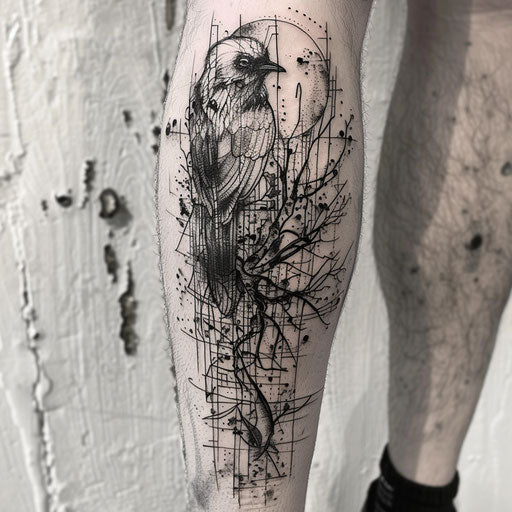 Natural tattoos with cyberpunk motifs, Adrian Smith style