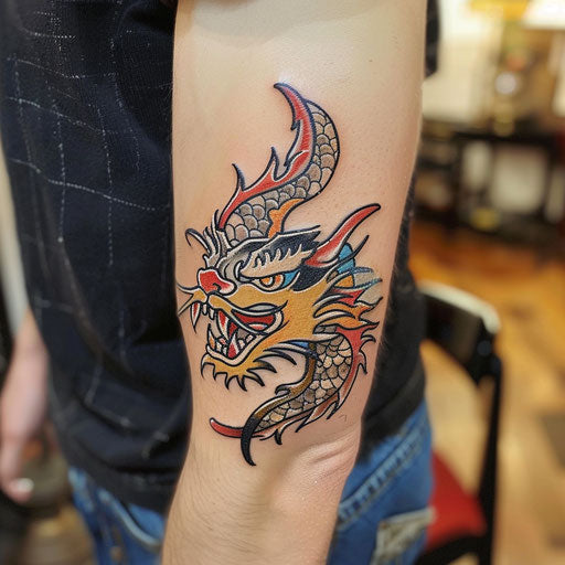 Strong tattoo with bold outlines