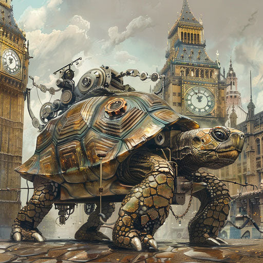 Steampunk turtle by the clock tower