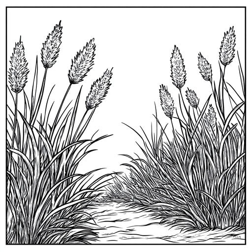 Realistic grass with scenic details coloring page