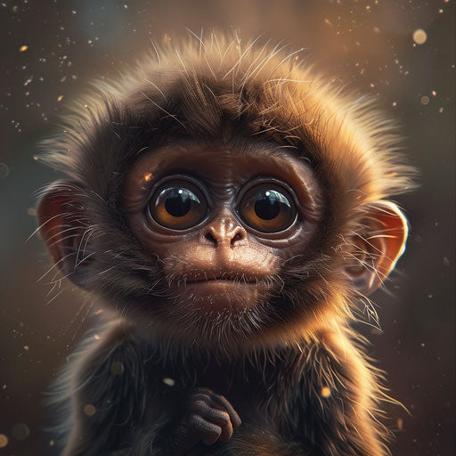 Adorable monkey with big eyes and a curious look
