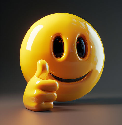 The brightest smiling emoticon with thumb, in the style of surprisingly absurd