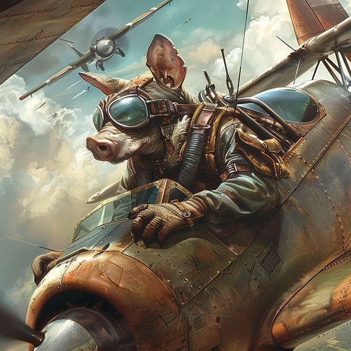 Armadillo pilot in vintage aerial combat