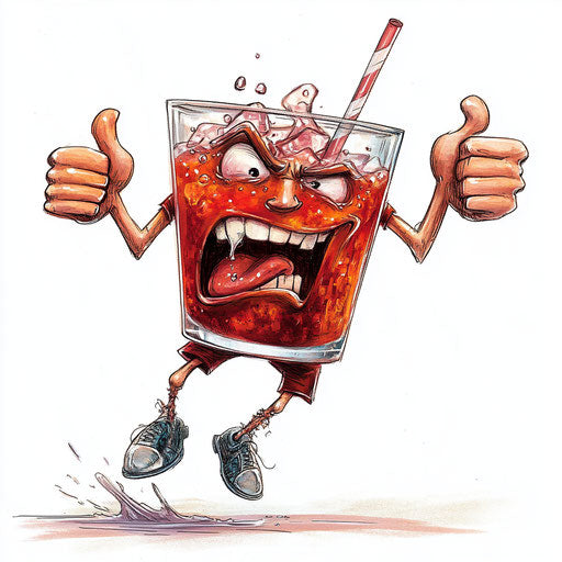 Humorous caricature of a drink clipart with human characteristics