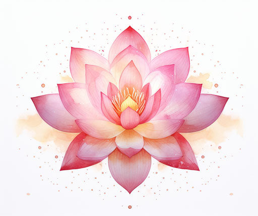 Pink lotus flower in watercolor on white background