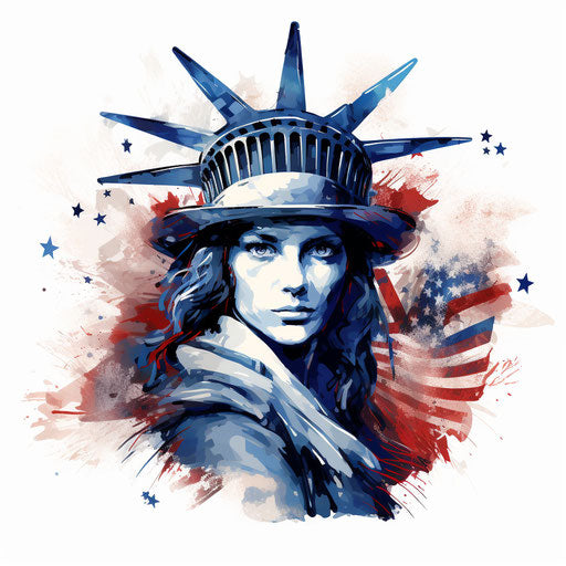 4th of July illustration in the style of Chiaroscuro Art, on white background