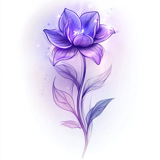 Sketch of violet flower tattoo with soft glow