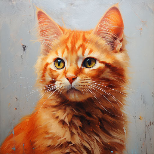 Oil painting of an orange cat