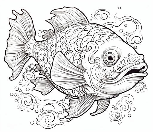 A fish swimming in water coloring pages