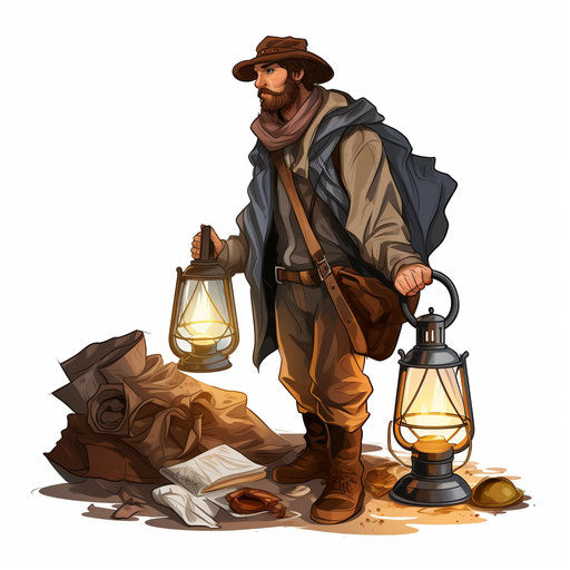 Scavenger hunt in Chiaroscuro style on white background