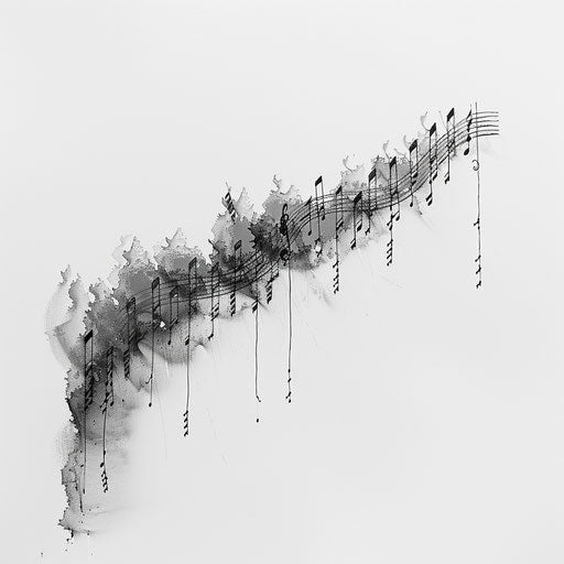 Gradually fading music notes on white background