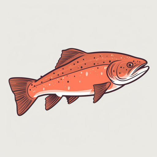 Minimalist-style trout illustration on white background