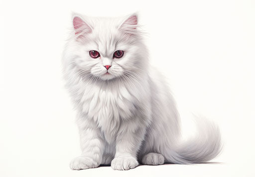 White cat on white background, persian miniature style 33:23