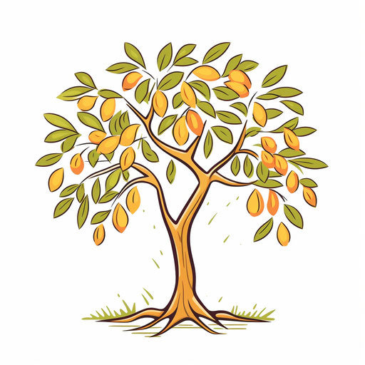 Minimalist mango tree illustration on white background