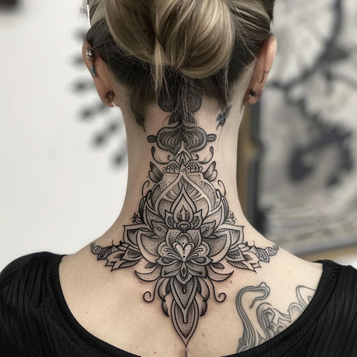 Intricate neck tattoos for women