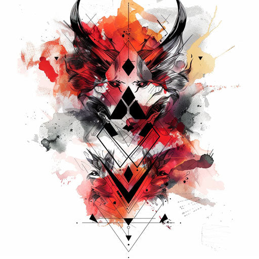 Abstract tattoo design symbolizing Hades on white background