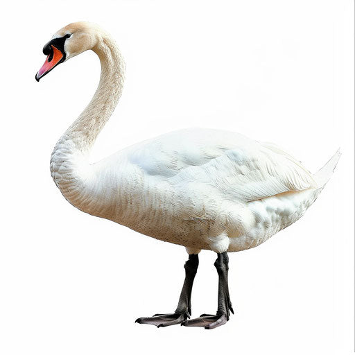 Realistic swan clipart on flat white background with sharp edges