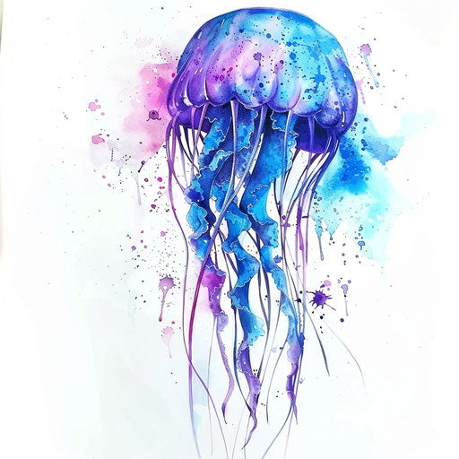 Vibrant watercolor jellyfish tattoo design