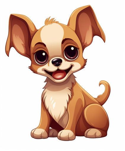 Animated chihuahua on white background, #screenshotsaturday style, animal depictions, animated exuberance 5:6