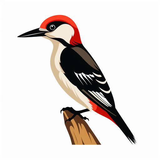 Minimalist woodpecker illustration on white background