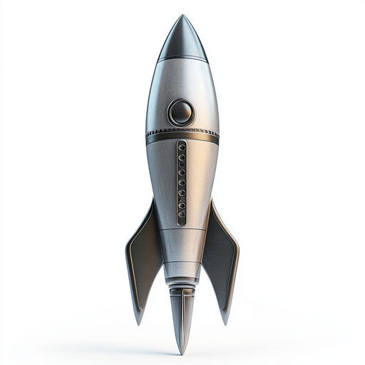 3D spaceship on realistic white background