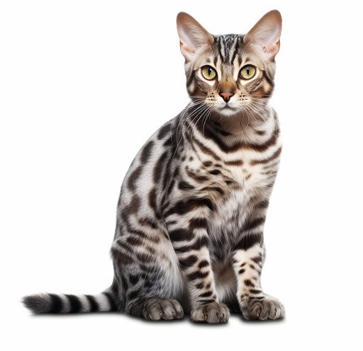 Bengal cat on white background, dark silver and light maroon style, heavy shading