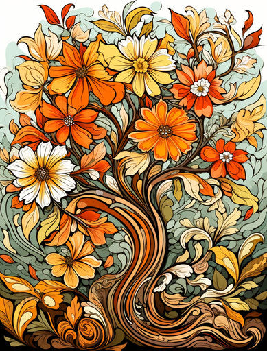 Tree with flowers and leaves for all seasons