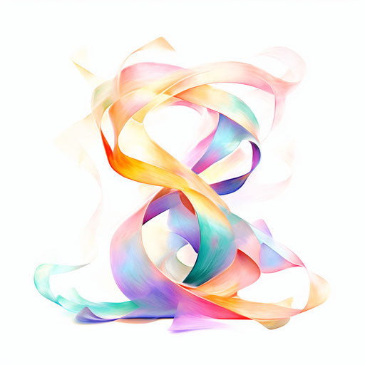Cancer ribbon clipart in the style of Impressionistic Art on white background