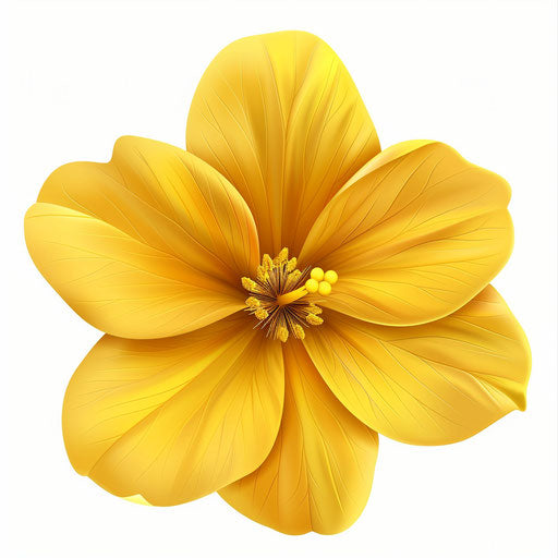 Yellow flower clipart on flat white background with dynamic lighting