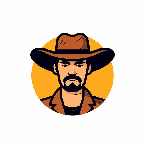 Minimalist cowboy clipart on white background