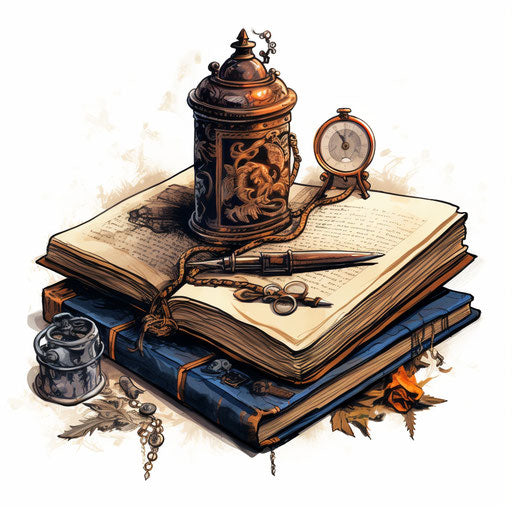 Journal illustration in the style of Chiaroscuro Art, on white background