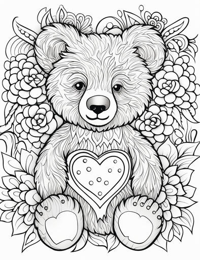 Teddy bear heart coloring page