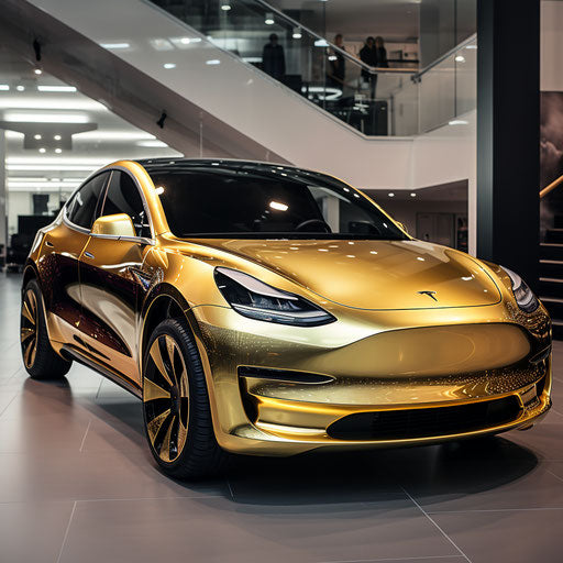 Electric car in gold color