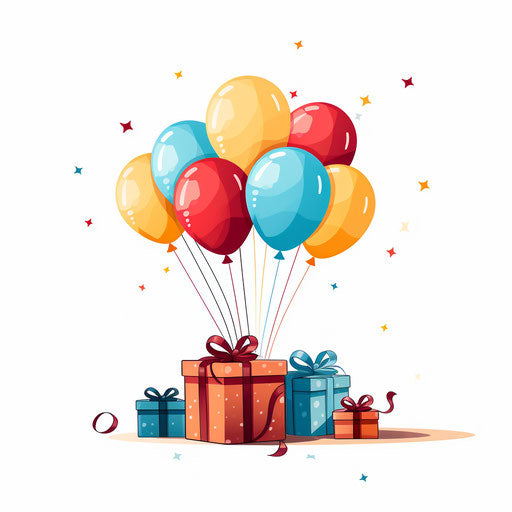 Minimalist birthday clipart, on white background