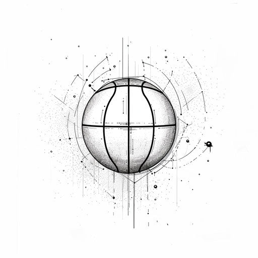 Minimalist tattoo sketch of a basketball