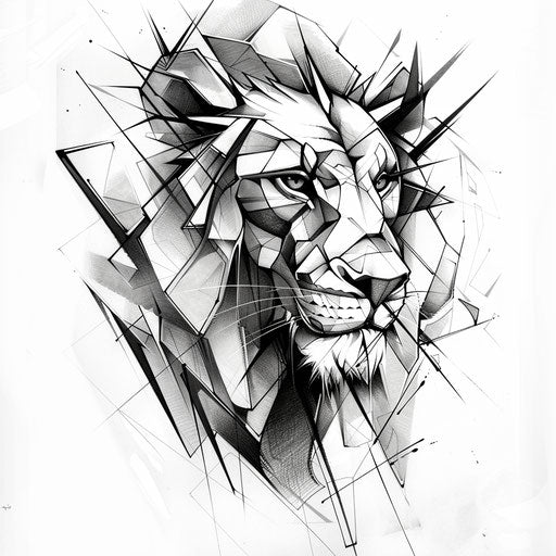 Cubist inspired tattoo sketch of the Lion of Judah