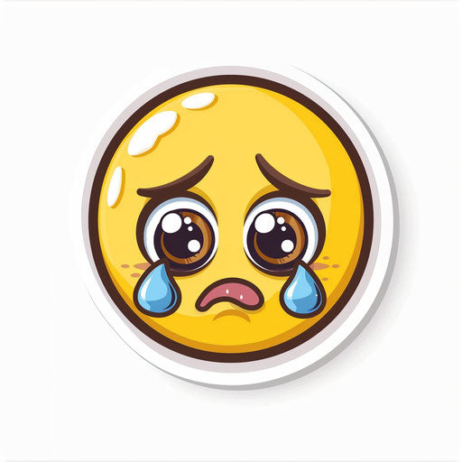 Yellow smiling face crying tears and water droplets