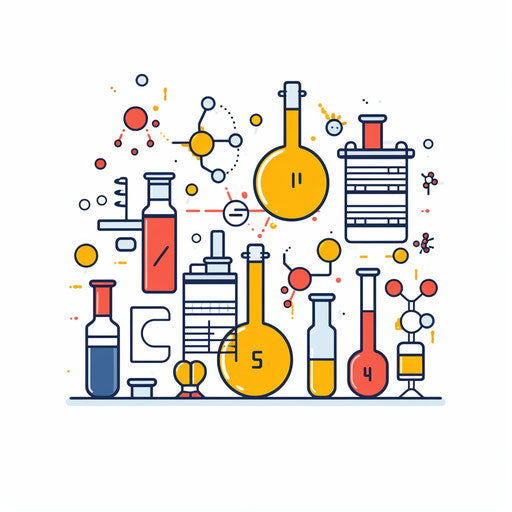 Minimalist chemistry illustration on white background