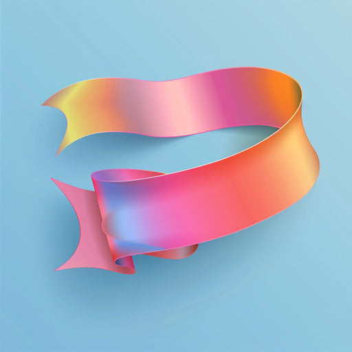 Realistic ribbon clipart on random flat background, vibrant tones