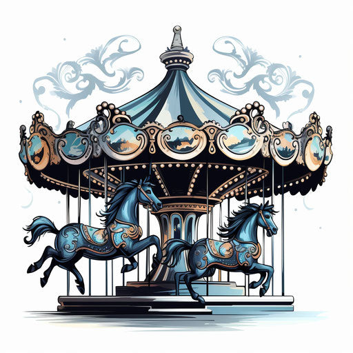 Carousel clipart in the style of Chiaroscuro Art, on white background
