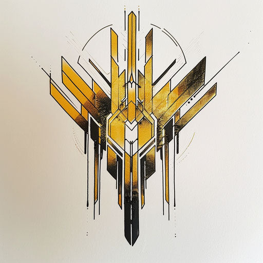 Art Deco style tattoo design with geometric shapes and bold lines