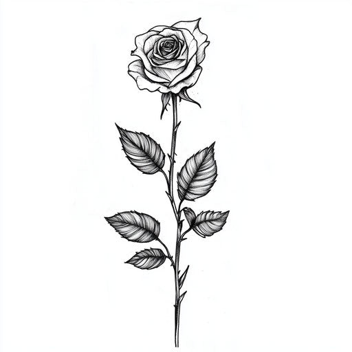 Tattoo sketch for small forearm with black ink rose