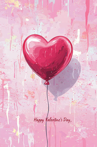 Happy Valentine's Day with heart-shaped balloon