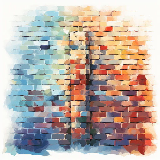 Impressionistic brick wall illustration on white background