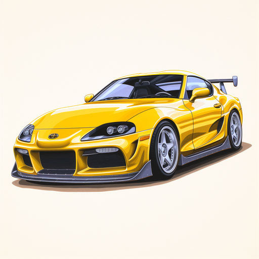 Bright yellow classic car