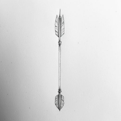 Flat tattoo sketch of an arrow drawn with a single, bold line
