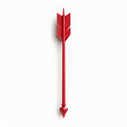 Realistic red arrow on flat white background