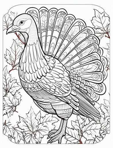 Turkey coloring page | linear delicacy, matte style
