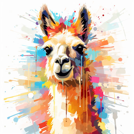 Llama clipart in the style of Impressionistic Art, on a white background